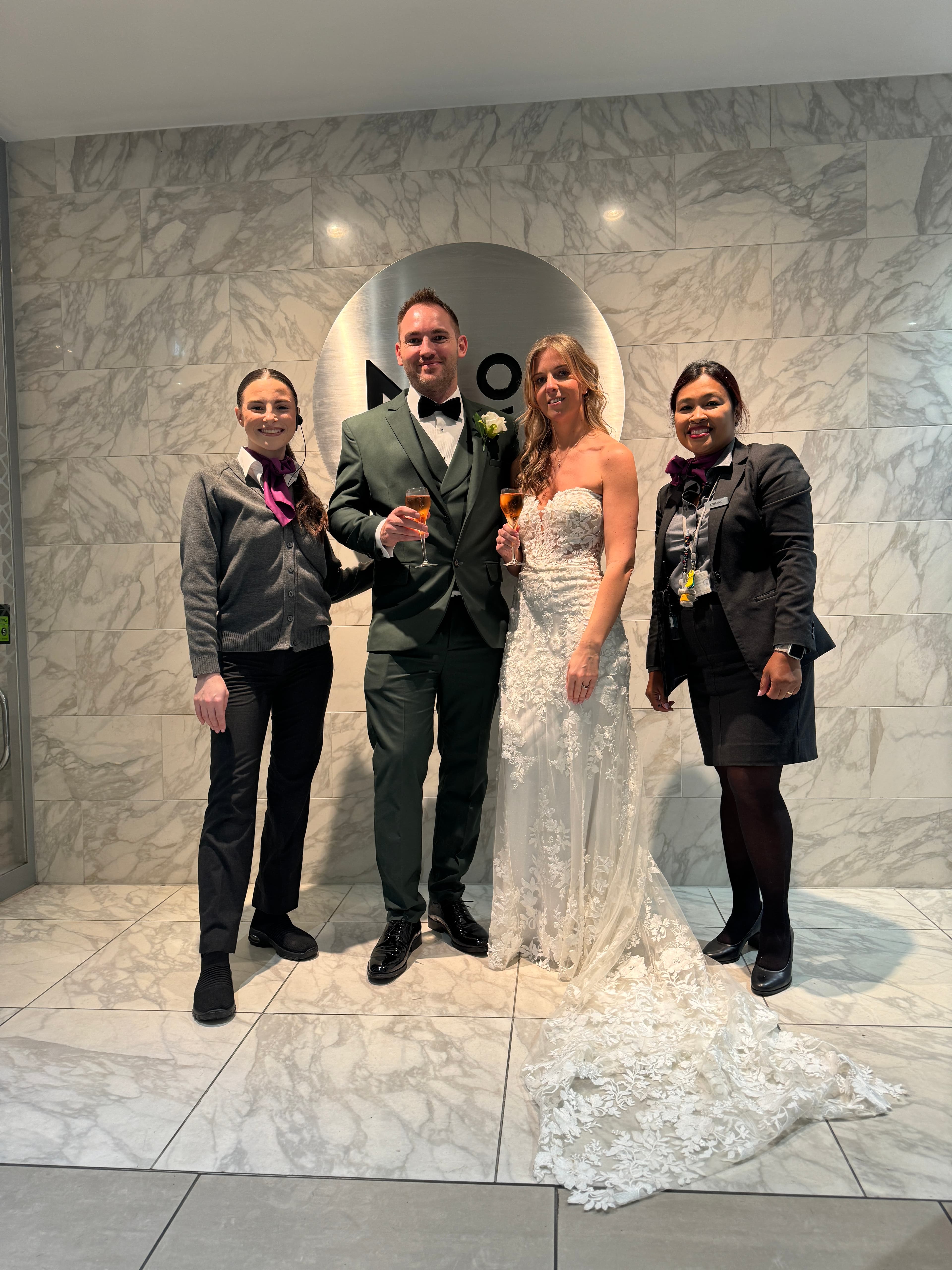 Liam and Leila at their wedding ceremony at the registry office near Gatwick