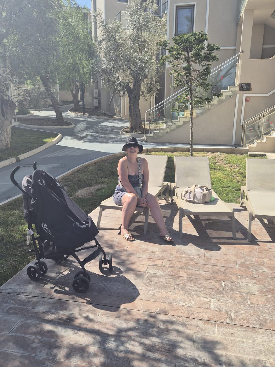 Travel buggy at the resort accommodation area showing steps and pathways at Long Beach Club Nature Akbuk